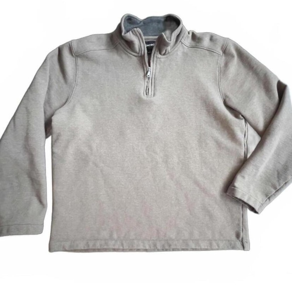 Bonobos Quarter-Zip Pullover Tan Heathered Cotton Fleece Mens Large L